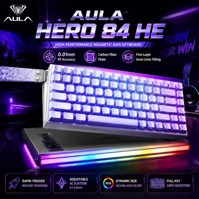 Mechanical Keyboard - AULA HERO84 Keyboard Gaming Mekanis Magnetik