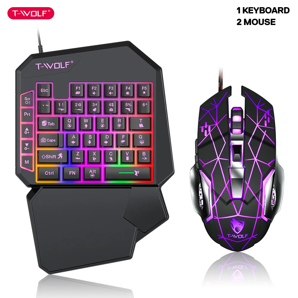 Pc Gaming Kit - T-WOLF TF900 satu tangan Keyboard takhta