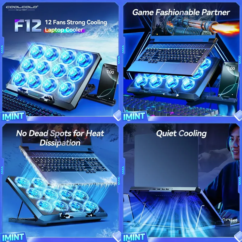 Laptop Cooling Pad - COOLCOLD Alas Pendingin Laptop dengan 12