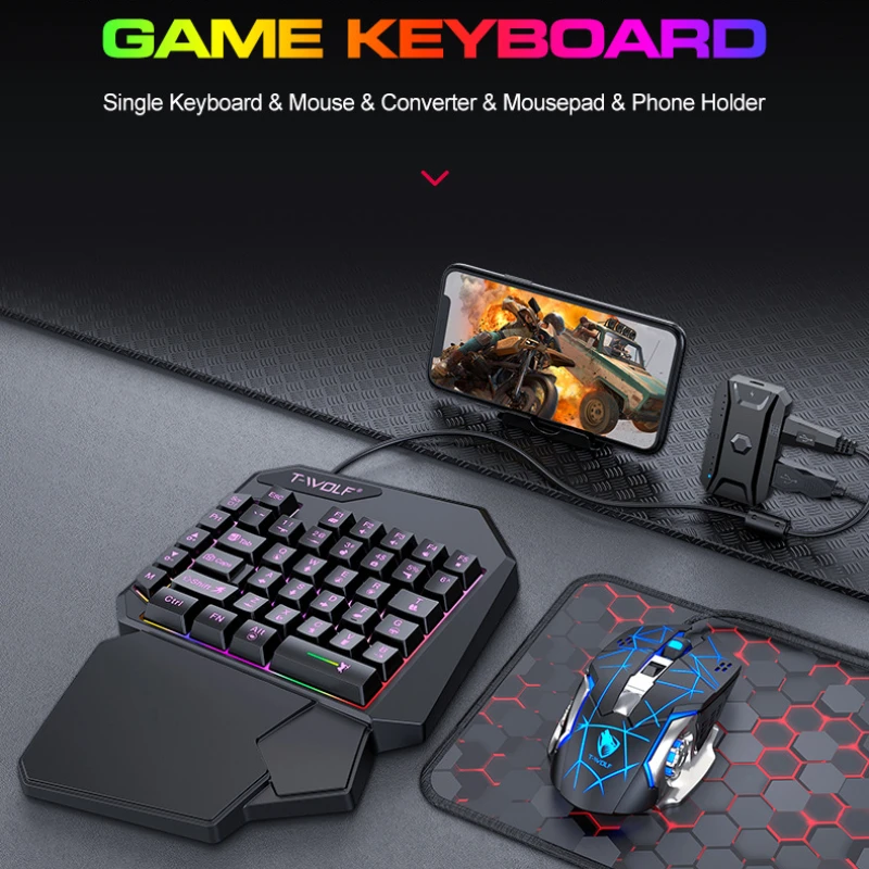 T-WOLF TF900 satu tangan Keybo - Pc Gaming Kit ulasan dan harga