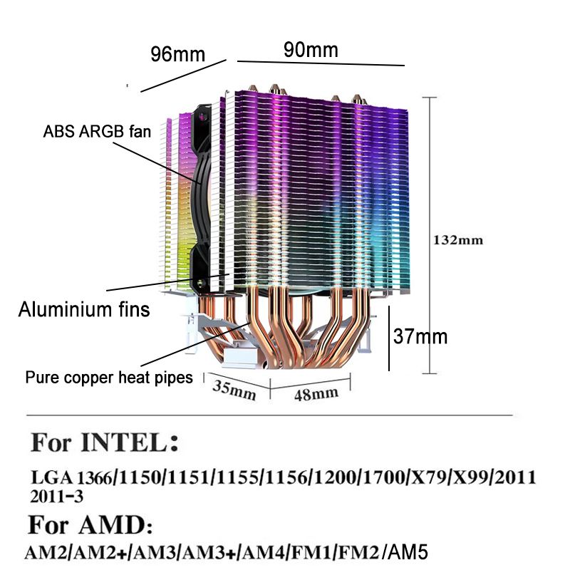 Kipas Pendingin CPU ARGB 90MM  - Pc Gaming Ff ulasan dan harga